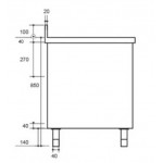 Plonge inox sur meuble - AISI 304 - 600 (L) x 700 (P) x 850 (H) mm