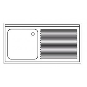 Plonge inox sur meuble - AISI 304 - 1000 (L) x 700 (P) x 900 (H) mm - Avec égouttoir - 1 bac à gauche