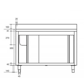 Plonge inox sur meuble - AISI 304 - 1200 (L) x 700 (P) x 850 (H) mm
