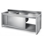 Plonge inox sur meuble - AISI 304 - 1400 (L) x 700 (P) x 850 (H) mm