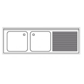Plonge inox sur meuble - AISI 304 - 1400 (L) x 700 (P) x 850 (H) mm