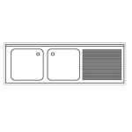 Plonge inox sur meuble - AISI 304 - 1400 (L) x 700 (P) x 850 (H) mm