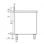 Plonge inox sur meuble - AISI 304 - 1400 (L) x 700 (P) x 850 (H) mm