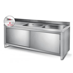Plonge inox sur meuble - AISI 304 - 1800 (L) x 700 (P) x 850 (H) mm