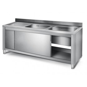 Plonge inox sur meuble - AISI 304 - 1800 (L) x 700 (P) x 850 (H) mm