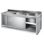 Plonge inox sur meuble - AISI 304 - 1800 (L) x 700 (P) x 850 (H) mm
