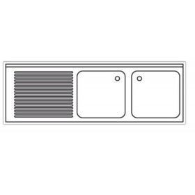 Plonge inox sur meuble - AISI 304 - 1800 (L) x 700 (P) x 850 (H) mm