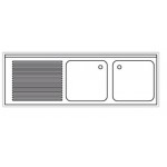 Plonge inox sur meuble - AISI 304 - 1800 (L) x 700 (P) x 850 (H) mm