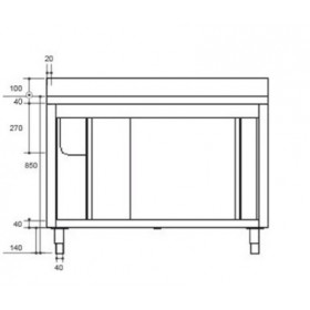 Plonge inox sur meuble - AISI 304 - 1800 (L) x 700 (P) x 850 (H) mm