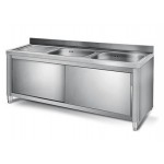 Plonge inox sur meuble - AISI 304 - 1400 (L) x 700 (P) x 850 (H) mm