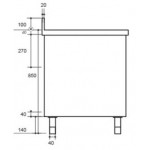 Plonge inox sur meuble - AISI 304 - 1400 (L) x 700 (P) x 850 (H) mm