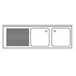 Plonge inox sur meuble - AISI 304 - 1400 (L) x 700 (P) x 850 (H) mm