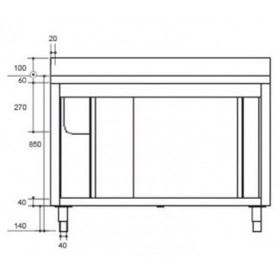 Plonge inox sur meuble - AISI 304 - 1400 (L) x 700 (P) x 850 (H) mm