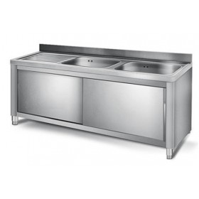 Plonge inox sur meuble - AISI 304 - 1600 (L) x 700 (P) x 850 (H) mm