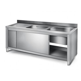 Plonge inox sur meuble - AISI 304 - 1600 (L) x 700 (P) x 850 (H) mm