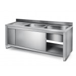 Plonge inox sur meuble - AISI 304 - 1600 (L) x 700 (P) x 850 (H) mm