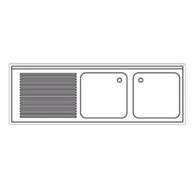 Plonge inox sur meuble - AISI 304 - 1600 (L) x 700 (P) x 850 (H) mm
