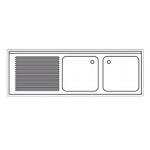Plonge inox sur meuble - AISI 304 - 1600 (L) x 700 (P) x 850 (H) mm