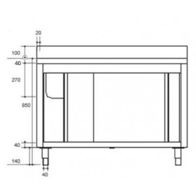 Plonge inox sur meuble - AISI 304 - 1600 (L) x 700 (P) x 850 (H) mm