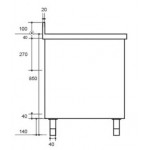 Plonge inox sur meuble - AISI 304 - 1600 (L) x 700 (P) x 850 (H) mm