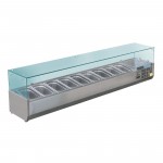 Meuble à pizza - Tropicalisé - Garantie 2 ans  - 3 portes + roulettes - Vitrine à ingrédients 9 x GN 1/3 - Classe N