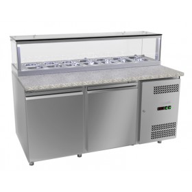 Meuble à pizza - 390 L - 2 portes  + LED - 7 x GN 1/3 - Classe N
