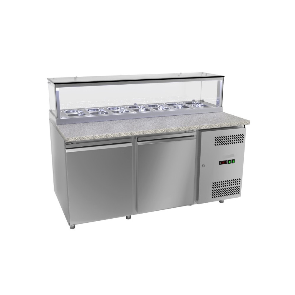 Meuble à pizza - 390 L - 2 portes + LED - 7 x GN 1/3 - Classe N Meuble à pizza - 390 L - 2 portes + LED - 7 x GN 1/3 - Classe N