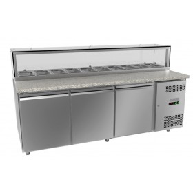 Meuble à pizza - Paiement 4X - 3 portes - 10 x GN 1/3 ou 20 x GN 1/6 - Classe N