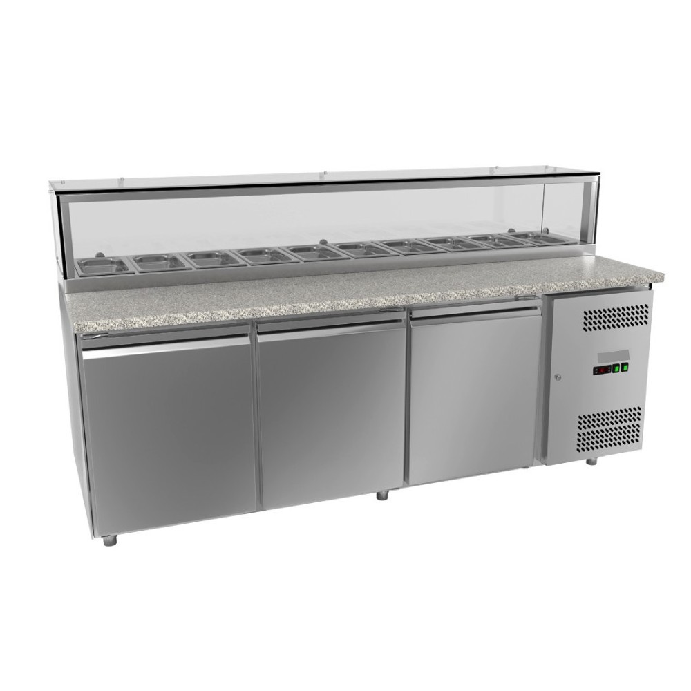 Meuble à pizza - Paiement 4X - 3 portes - 10 x GN 1/3 ou 20 x GN 1/6 - Classe N Meuble à pizza - Paiement 4X - 3 portes - 10 x GN 1/3 ou 20 x GN 1/6 - Classe N