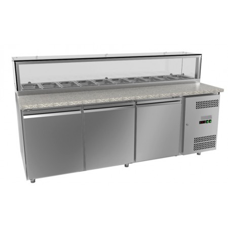 Meuble à pizza - Paiement 4X - 3 portes - 10 x GN 1/3 ou 20 x GN 1/6 - Classe N