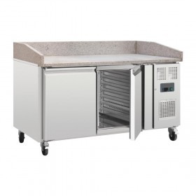 Table réfrigérée pour pizzas - Paiement 4X - Garantie 2 ans - 290L - 2 portes + roulettes - Classe N