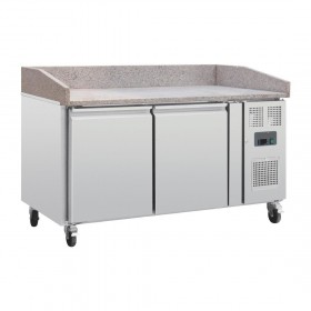 Table réfrigérée pour pizzas - Paiement 4X - Garantie 2 ans - 290L - 2 portes + roulettes - Classe N