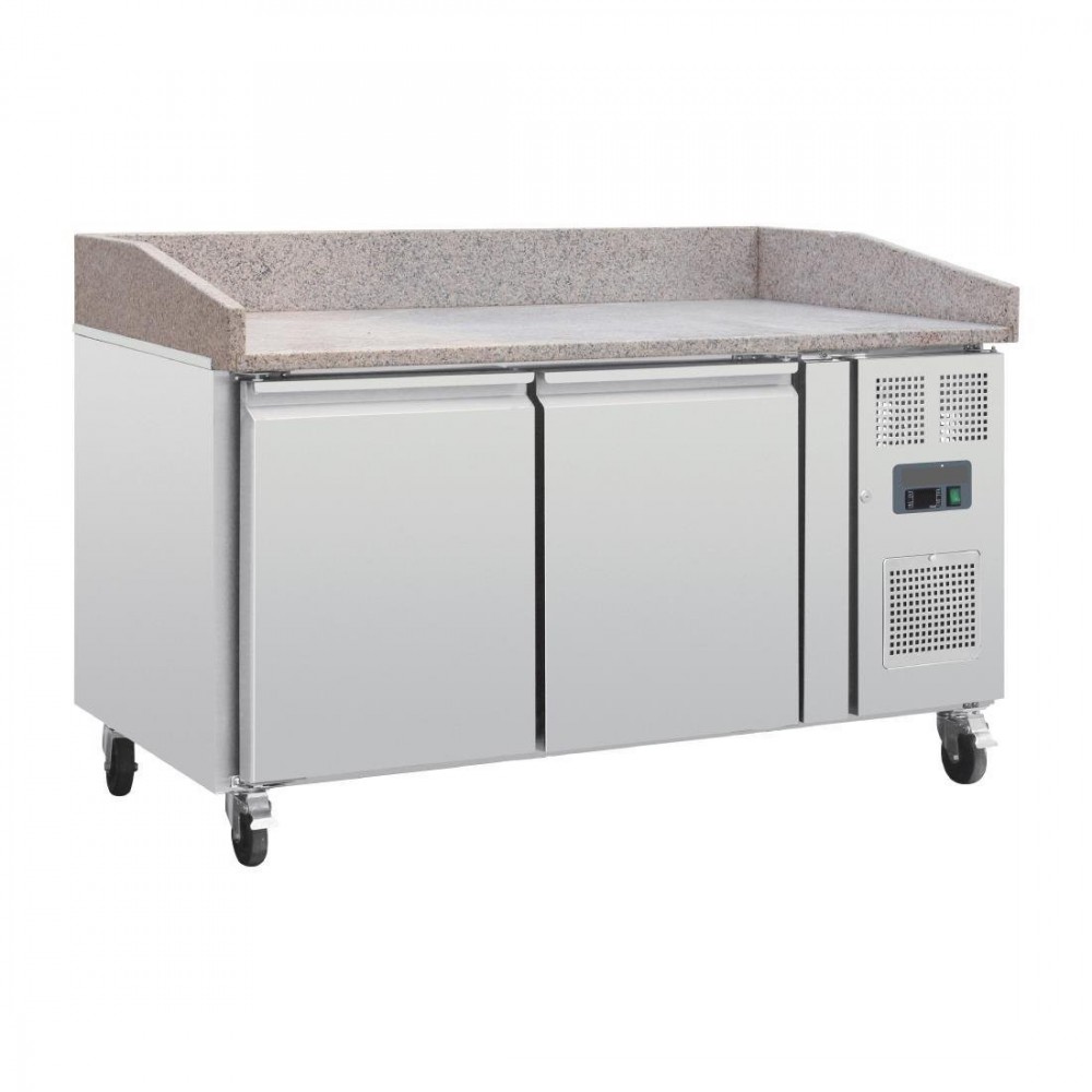 Table réfrigérée pour pizzas - Paiement 4X - Garantie 2 ans - 290L - 2 portes + roulettes - Classe N Table réfrigérée pour pizzas - Paiement 4X - Garantie 2 ans - 290L - 2 portes + roulettes - Classe N