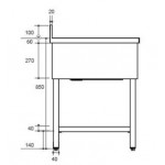 Plonge inox double bac - AISI 304 - 1500 (L) x 600 (P) x 900 (H) mm