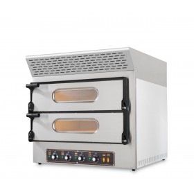 Four pizzas professionnel électrique - 4 pizzas - 230 V. - 4 x 30 cm - équipé d’une hotte d’extraction de fumée