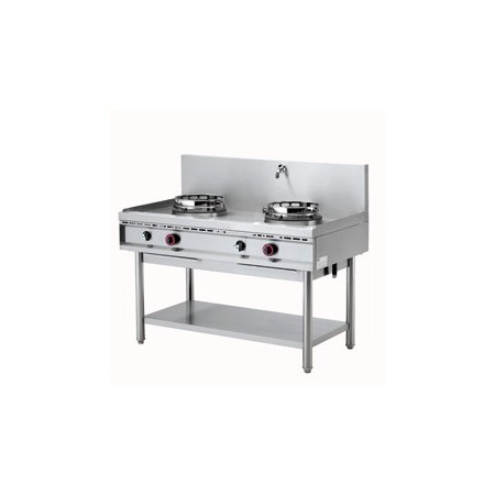 FOURNEAU WOK GAZ 2 FEUX - 2x 15 kW          