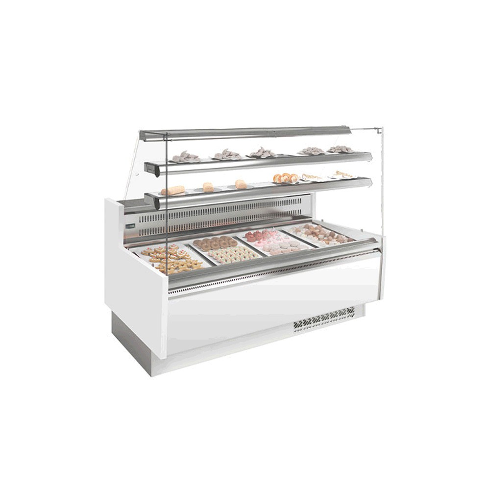 Vitrine réfrigérée positive - Vitre droite - Blanc - 1875 (L) x 985 (P) x 1345 (H) mm - Avec éclairage - Classe N Vitrine réfrigérée positive - Vitre droite - Blanc - 1875 (L) x 985 (P) x 1345 (H) mm - Avec éclairage - Classe N