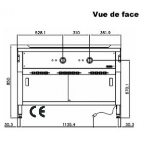 Teppanyaki - Plaque rainurée - 2 zones de chauffe - avec soubassement neutre - AISI 304