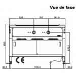 Teppanyaki - Plaque rainurée - 2 zones de chauffe - avec soubassement neutre - AISI 304