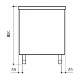 Meuble chauffant inox portes coulissantes 1800 x 700 x 850