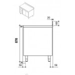 Meuble bas inox portes coulissantes + tiroirs 1400 x 700 x 850