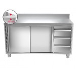 Meuble bas inox portes coulissantes + tiroirs 1800 x 700 x 850