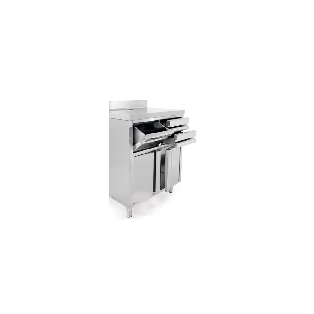 Meuble bas inox pour café portes battantes + tiroirs 1960 x 600 x 1150 Meuble bas inox pour café portes battantes + tiroirs 1960 x 600 x 1150