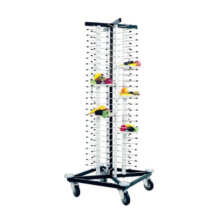 Tour de rangement Inox - 100 assiettes + roulettes