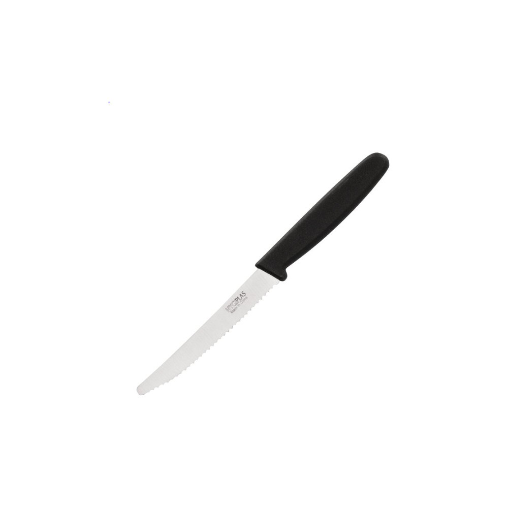 Couteau à tomates denté Hygiplas noir 100mm Couteau à tomates denté Hygiplas noir 100mm