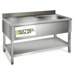 Plonge inox - AISI 304 - 1000 (L) x 700 (P) x 970 (H) mm -  Avec égouttoir - 1 bac à droite