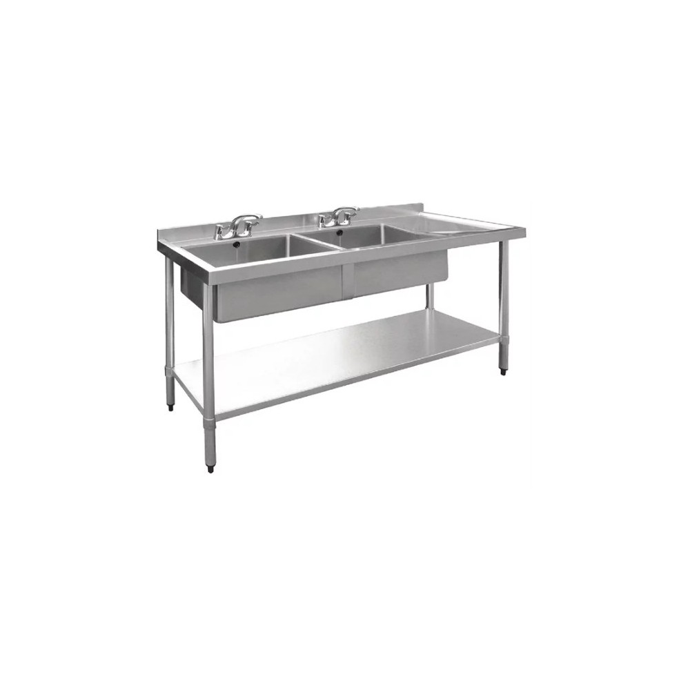 Plonge inox double bac - AISI 304 - 1800 (L) x 600 (P) x 900 (H) mm Plonge inox double bac - AISI 304 - 1800 (L) x 600 (P) x 900 (H) mm
