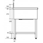 Plonge inox - AISI 304 - 1000 (L) x 600 (P) x 850 (H) mm