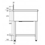 Plonge inox - AISI 304 - 800 (L) x 600 (P) x 900 (H) mm