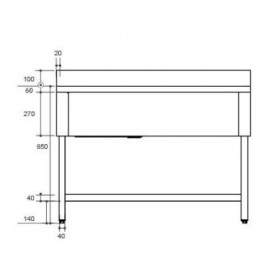 Plonge inox - AISI 304 - 800 (L) x 600 (P) x 900 (H) mm